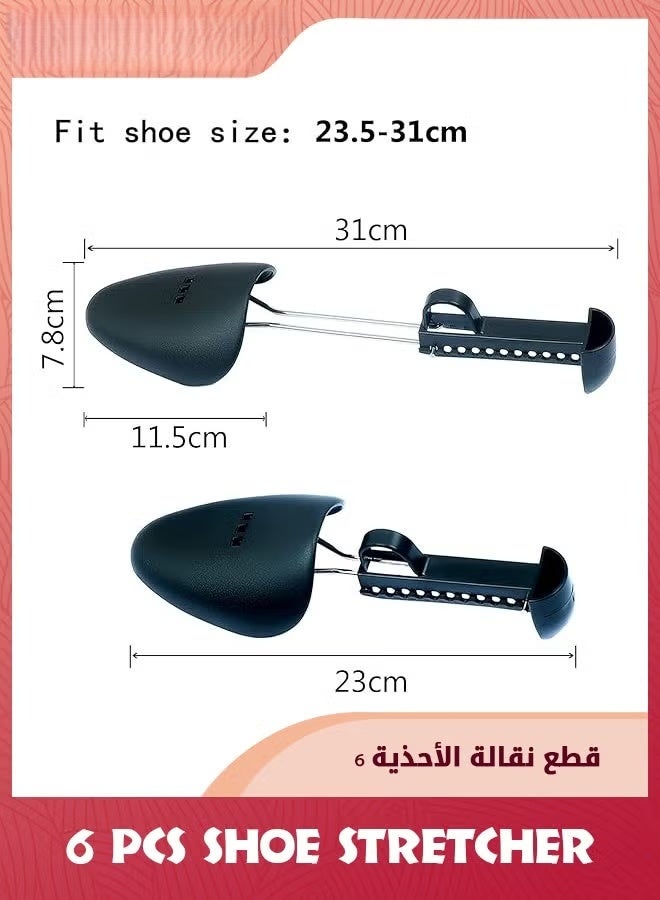 EETU Shoe Stretcher,6 Pair Plastic Adjustable Length Men Shoe Tree Stretcher,Wide Feet Shoe Stretchers Shoe Tree Stretcher Shaper For Men With Tension Spring Coil For Most Shoes,Black - Image 5